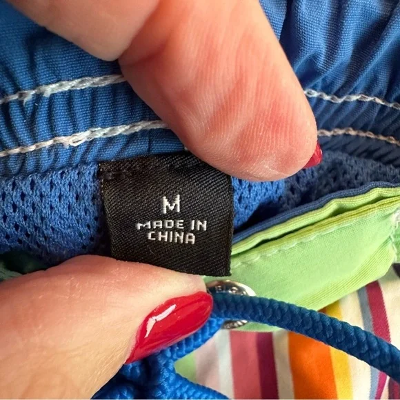 Tommy Hilfiger Multicolored Striped Men’s M Premium Swim Trunks Lined Pockets - Picture 4 of 9